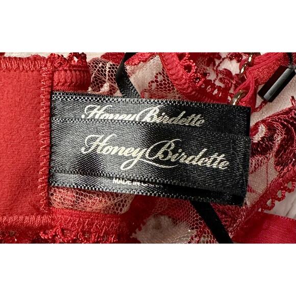 Honey Birdette WHITNEY❤️ Red Floral Lace Garter Small - Picture 3 of 4
